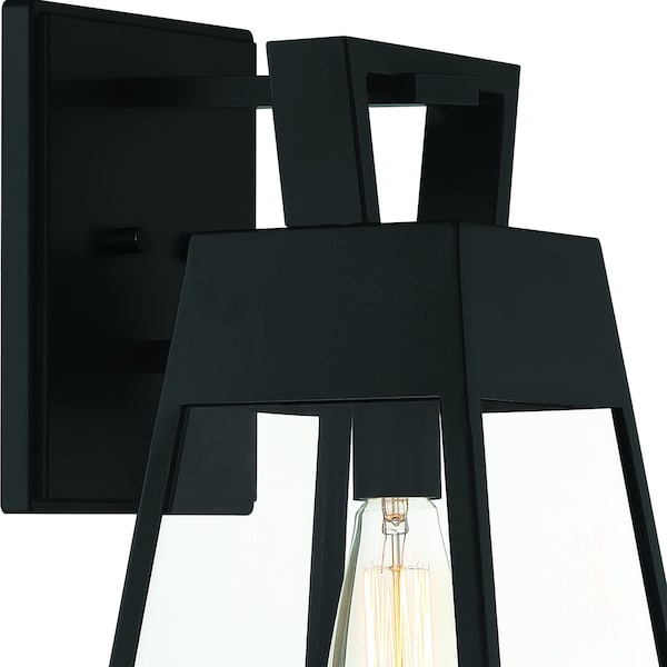 Cooper 15 In 1Light Matte Black Outdoor Wall Lantern With Clear Glass Shade